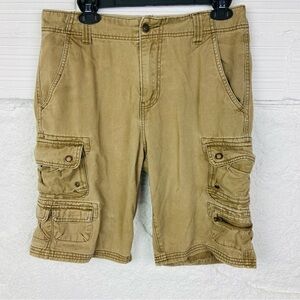 IRON CO. Tan khaki cargo cotton shorts size 30